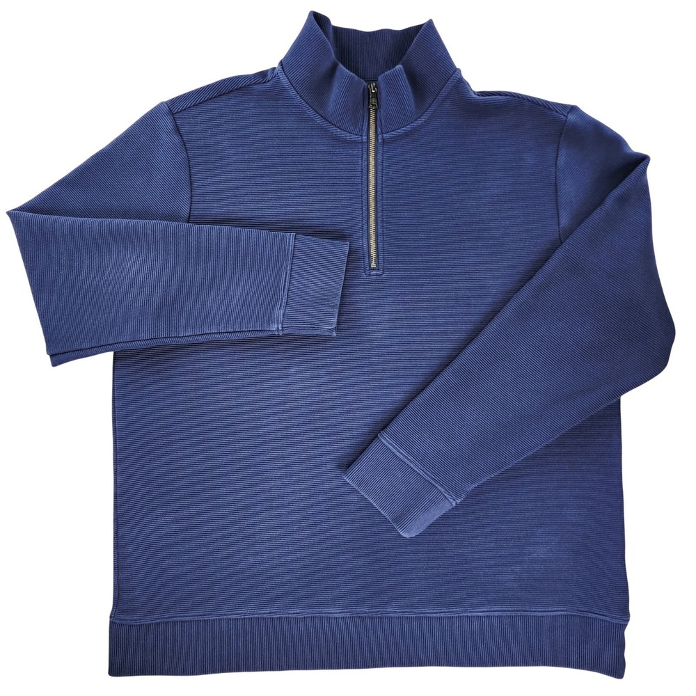 Banana Republic Pullover Mens XXL Navy Blue Quarter-Zip Ribbed‎ Cotton Blend